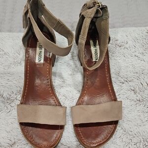 Steve Madden Taupe Suede Ankle Strap Sandals